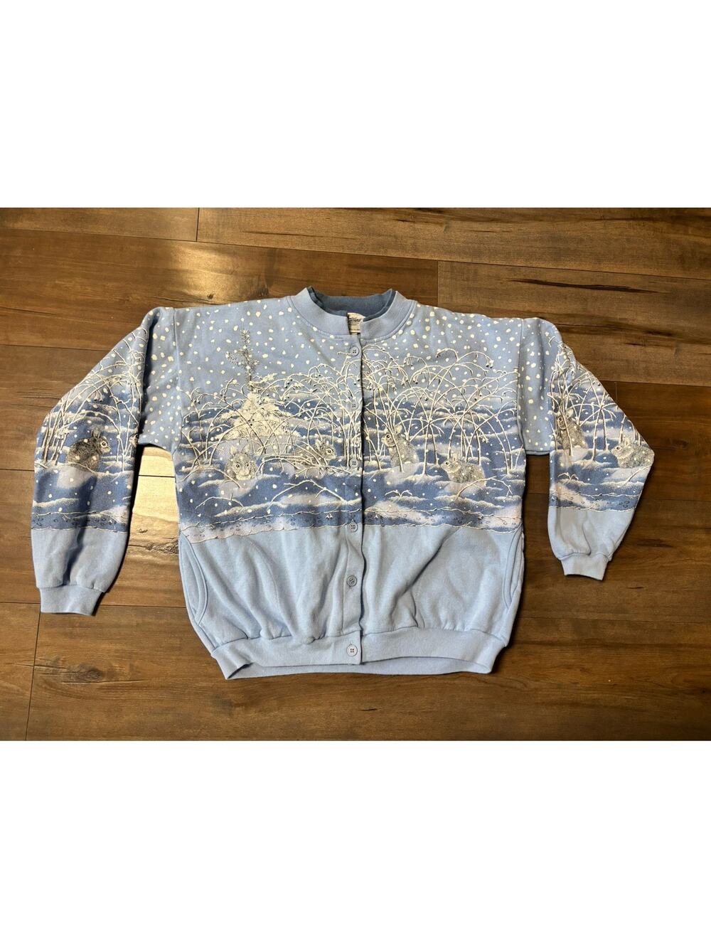 Vintage Artisans Snow Bunny AOP Wrap Around Print Medium Sweatshirt 90s Scene